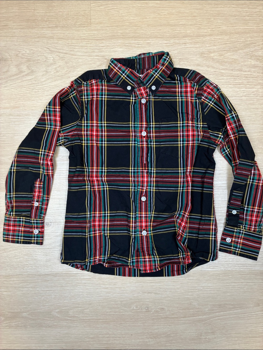 Crewcuts Black Plaid Button-Down Shirt with Red & Yellow Stripes